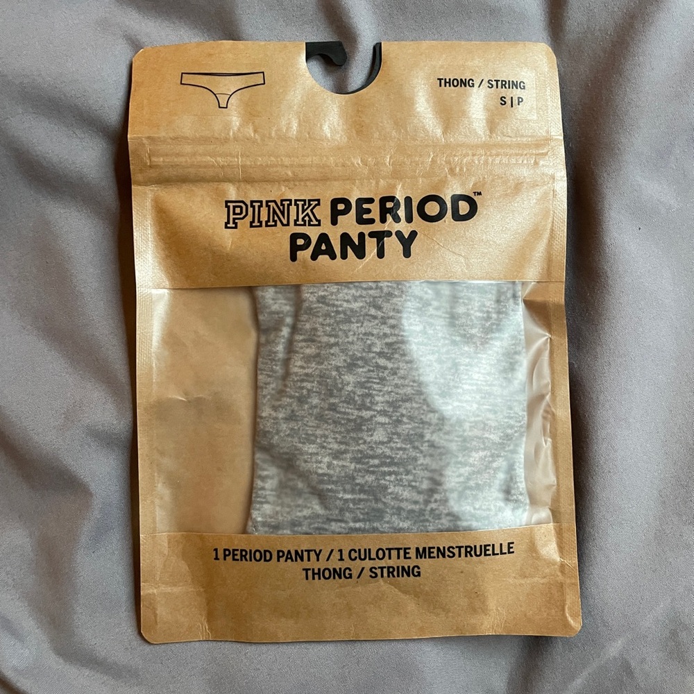 VS Pink Period Panty Thong in Gray- S